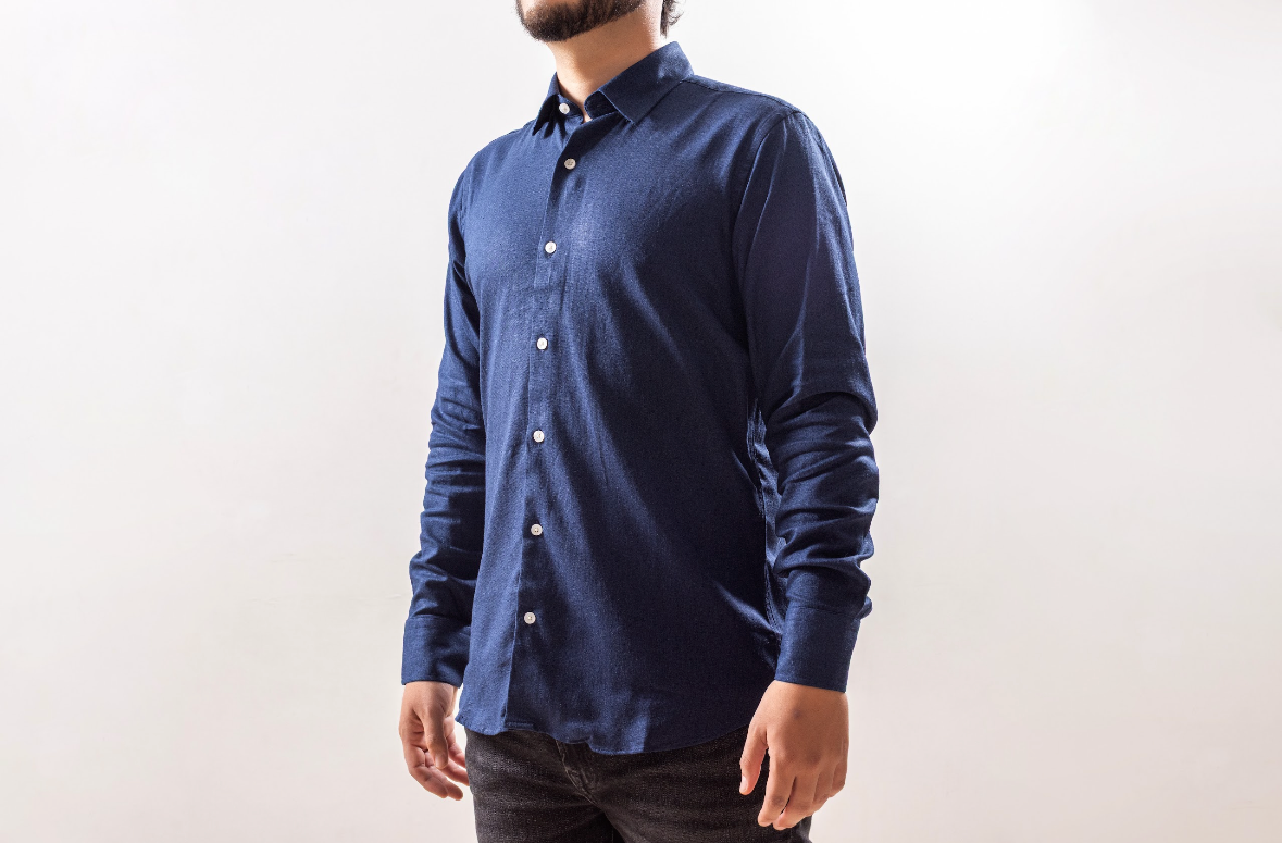 Camisa lino azul